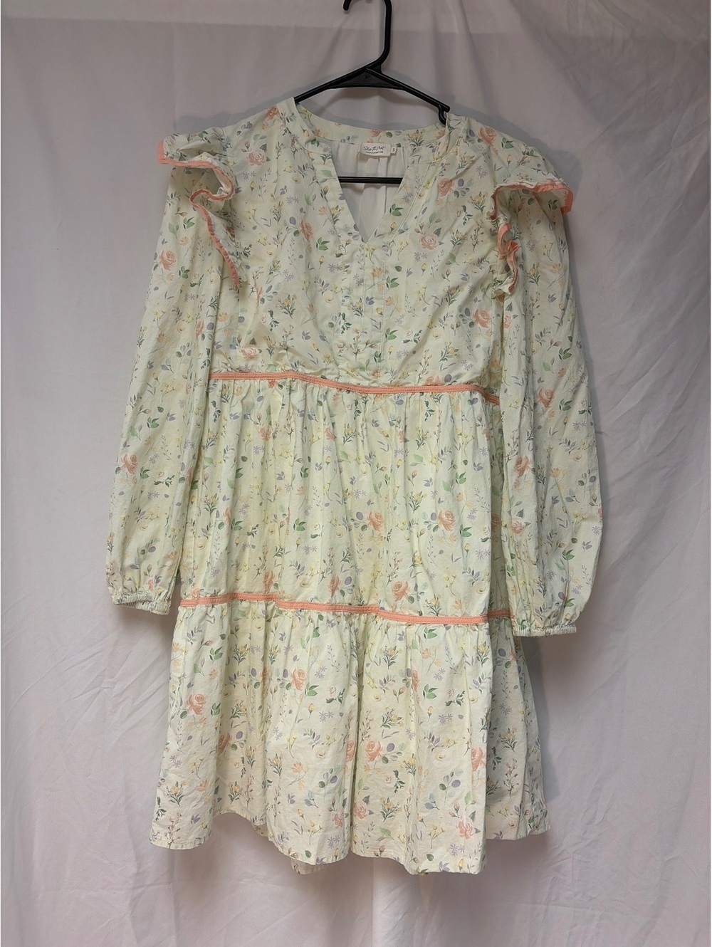 Shop The Mint Floral Print Ruffle Trim Dress Size Small